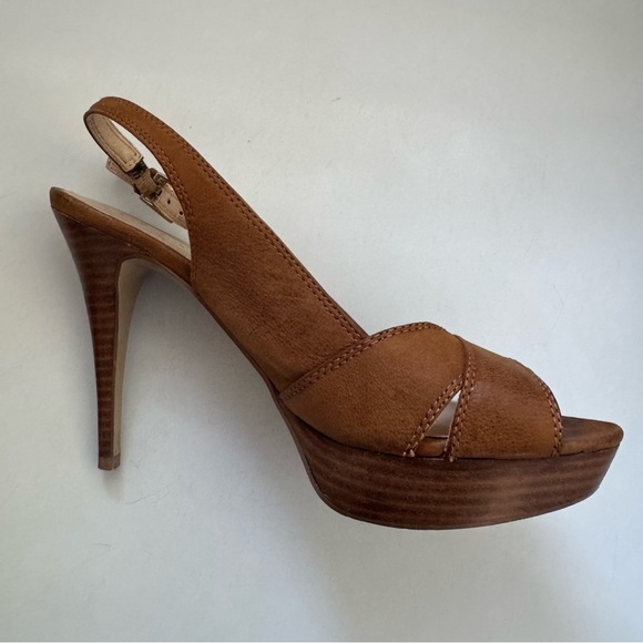 Brown Stiletto Heels with Platform and Slingback - Picture 4 of 8